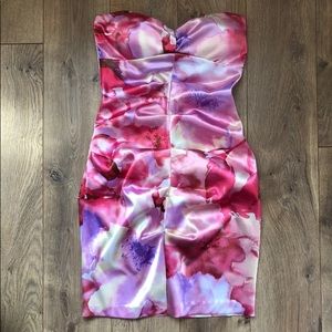 Brand new pink strapless floral dress